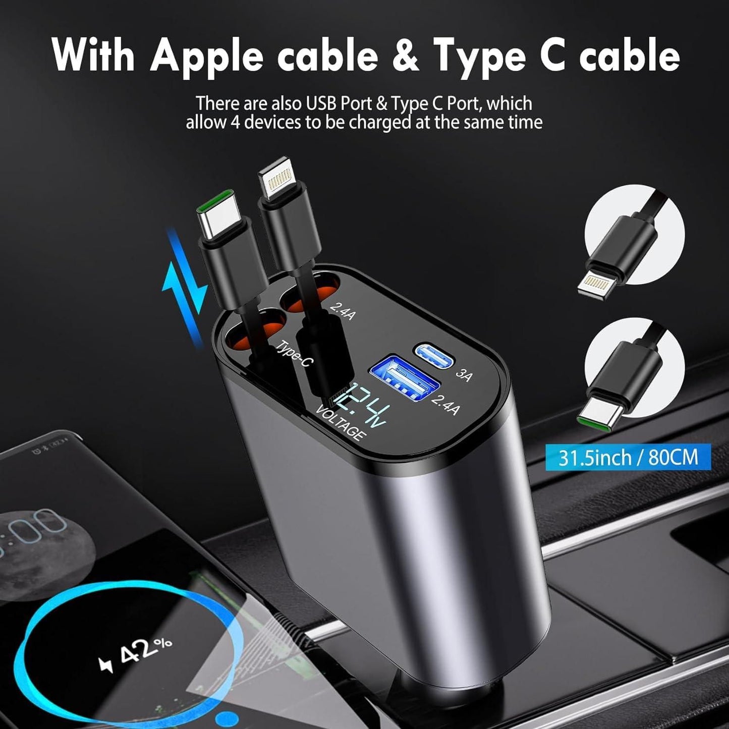 Bumble - 4 in 1 Retractable Car Charger